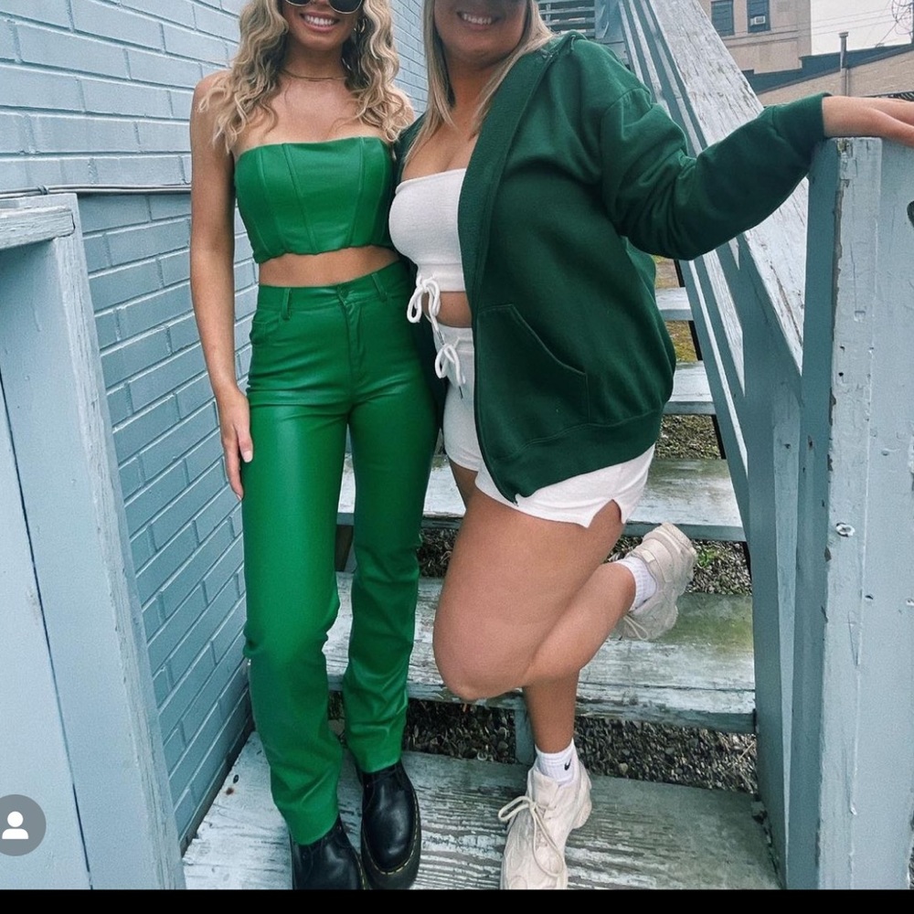 GREEN ZARA LEATHER SET SOLD OUT